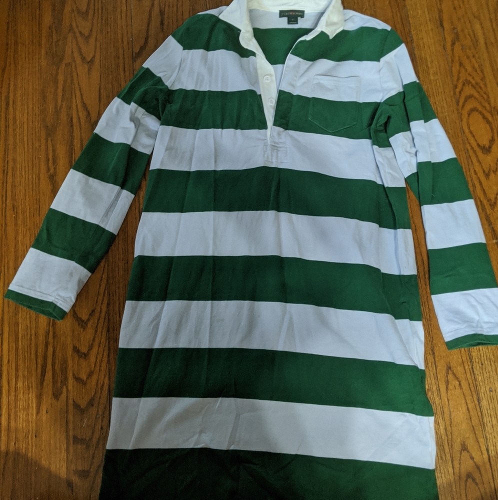 J crew light blue / green stripe cotton dress